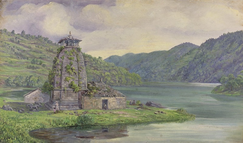 Bhimtal and Bhimeshwar Temple Oil painting